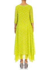 Lime Dotty Silk Maxi Dress 2