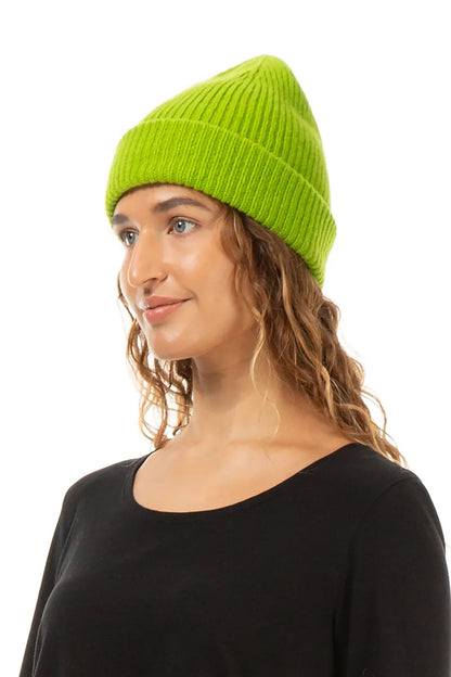 Lime Green Soft Wool Beanie Hat 3