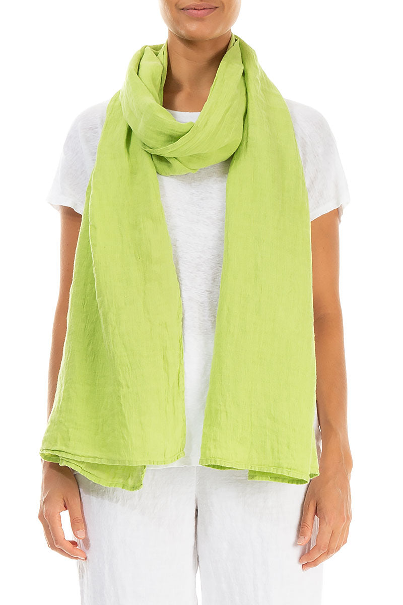 Lime Soft Gauze Linen Scarf 1