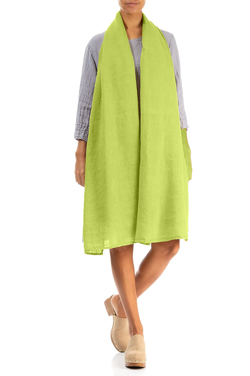 Lime Soft Gauze Linen Scarf 4