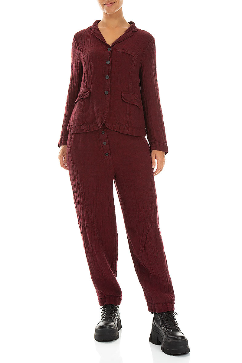 Lined Ruby Mélange Linen Jacket 4