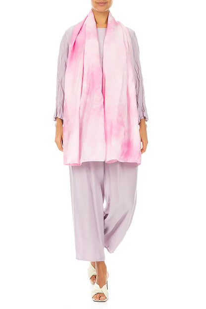 Liquid Powder Pink Pure Silk Scarf 2