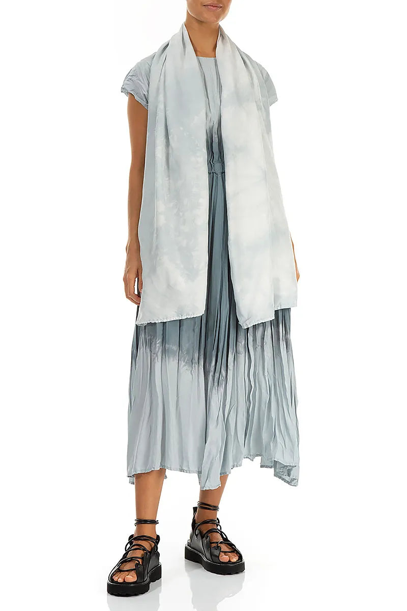 Liquid Silver Pure Silk Scarf 2