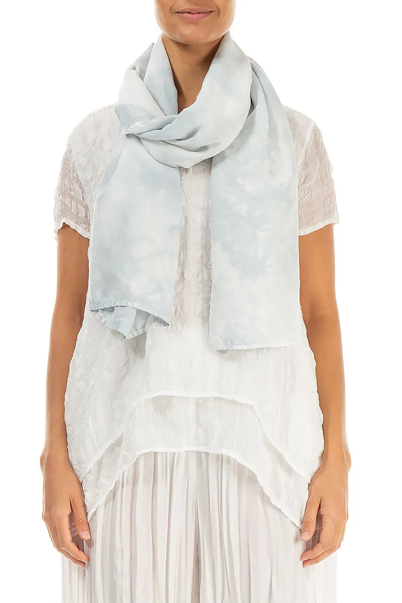 Liquid Silver Pure Silk Scarf