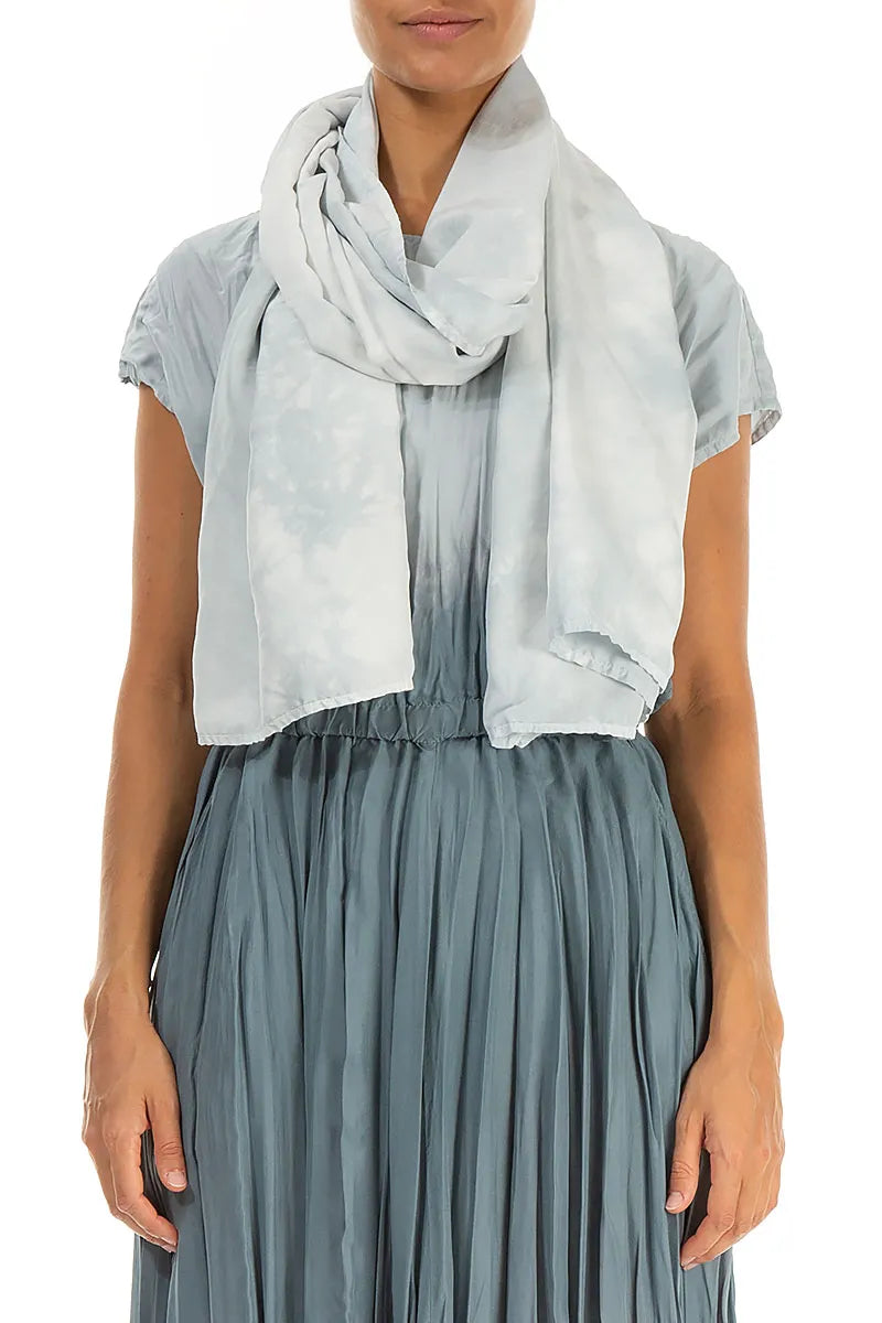 Liquid Silver Pure Silk Scarf 1