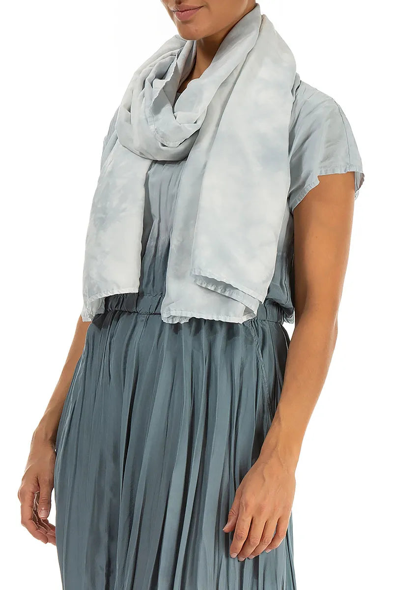 Liquid Silver Pure Silk Scarf 3