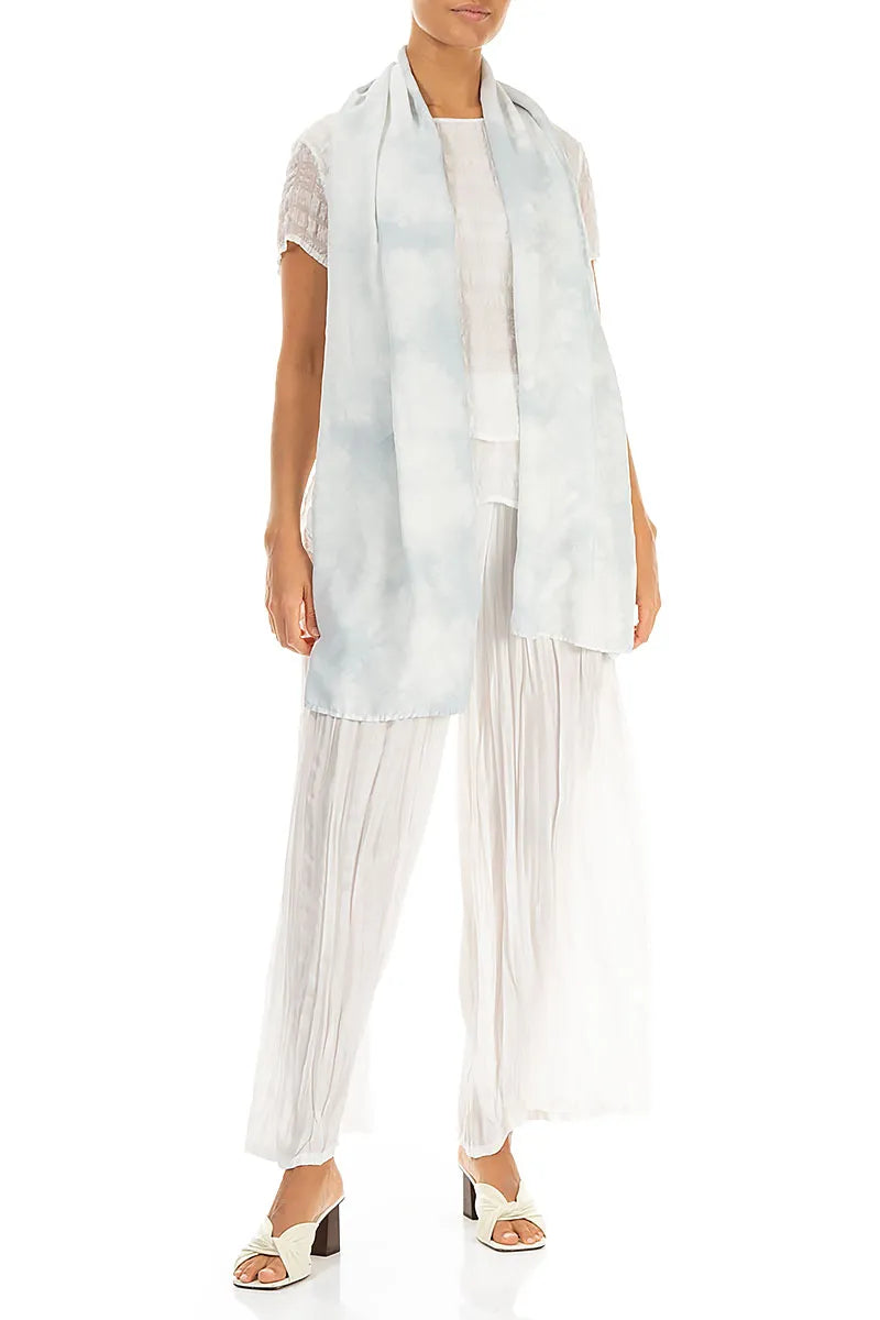 Liquid Silver Pure Silk Scarf