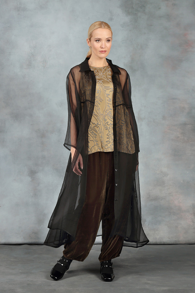 Long Black Silk Chiffon Jacket 6
