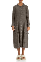 Long Buttonline Beige Mélange Linen Jacket 1