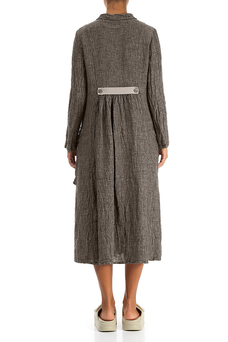 Long Buttonline Beige Mélange Linen Jacket 2