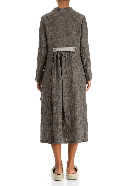 Long Buttonline Beige Mélange Linen Jacket 2