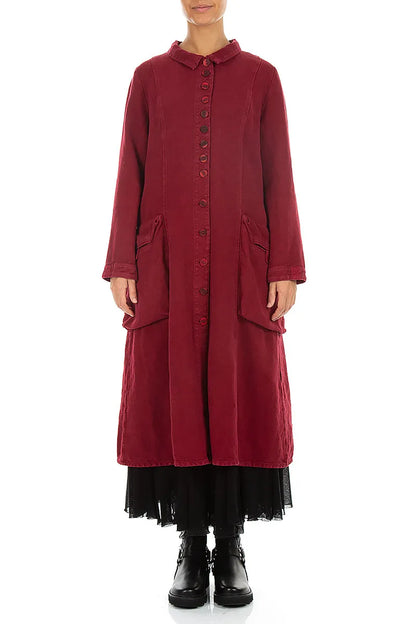 Long Buttonline Ruby Heavy Linen Jacket