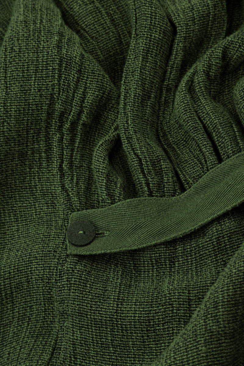 Long Buttonline Shamrock Green Mélange Linen Jacket 6