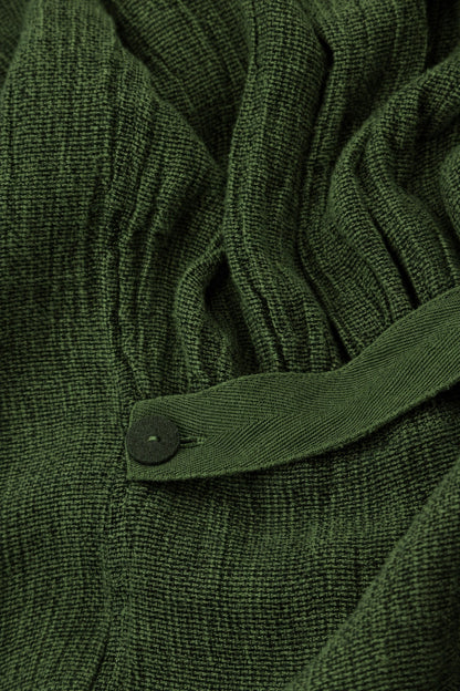 Long Buttonline Shamrock Green Mélange Linen Jacket 6