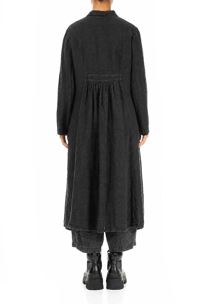 Long Charcoal Mélange Linen Jacket 2