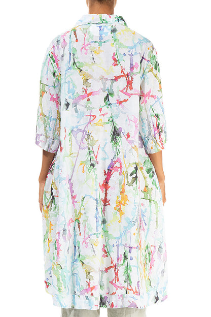 Long Colour Splash Linen Shirt 2