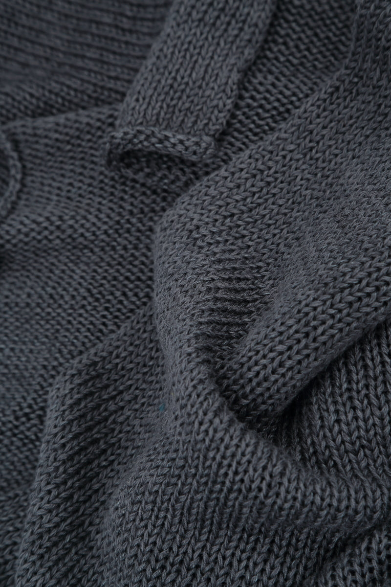 Long Hooded Graphite Linen Cardigan 6