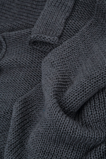 Long Hooded Graphite Linen Cardigan 6