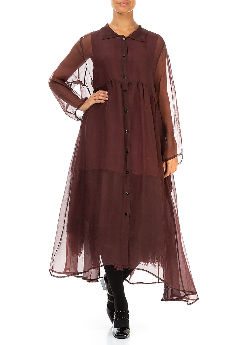 Long Merlot Silk Chiffon Jacket 4