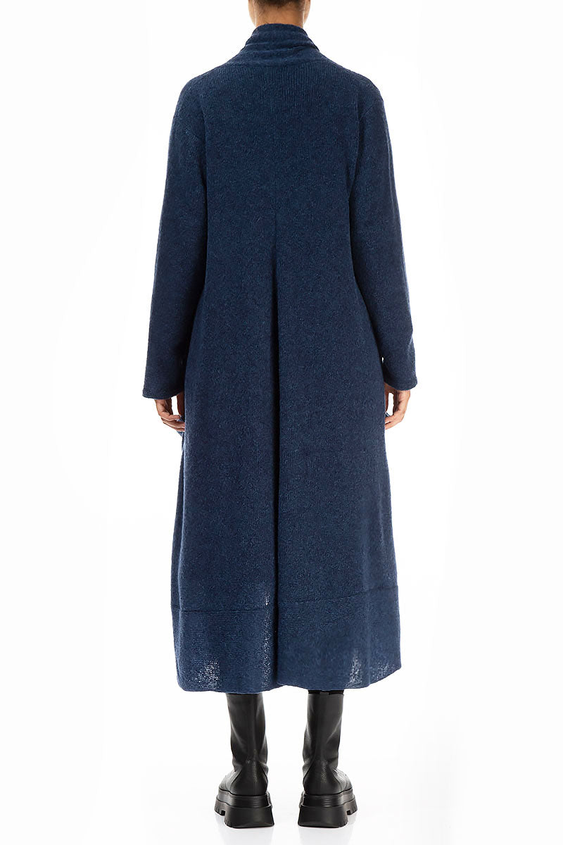 Long Open Blue Wool Cardigan 2