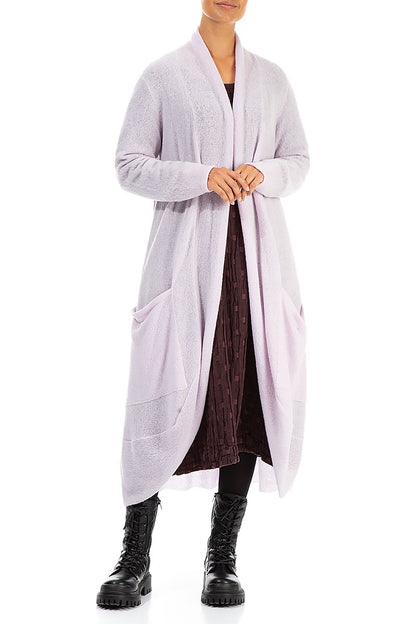 Long Open Light Pink Wool Cardigan 4