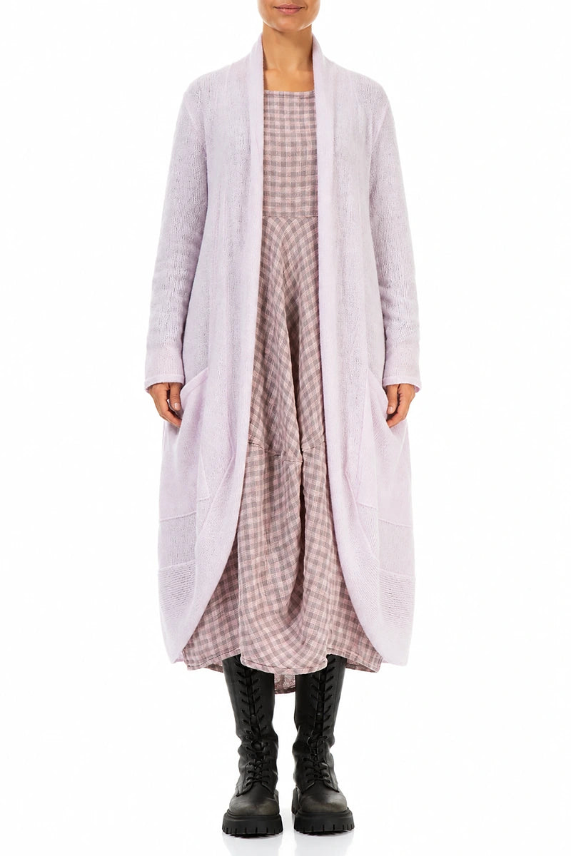 Long Open Light Pink Wool Cardigan 1