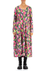 Long Paint Mosaic Cotton Dress 1