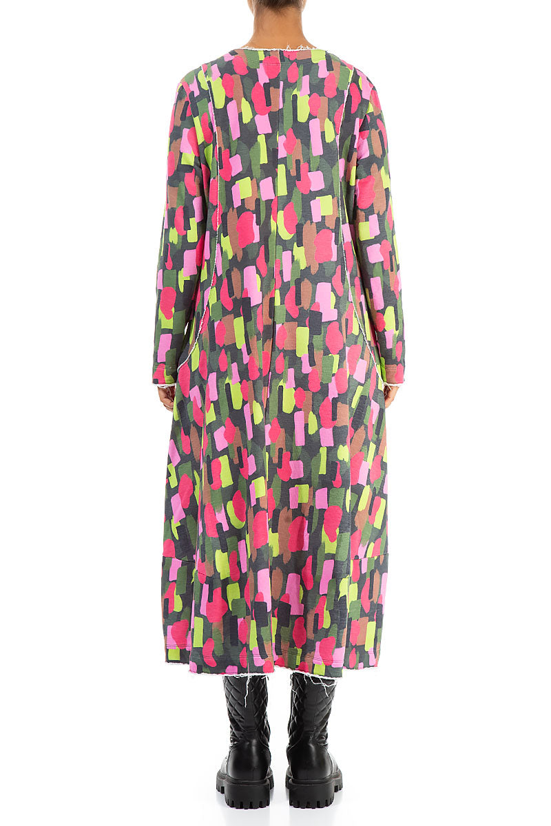Long Paint Mosaic Cotton Dress 2