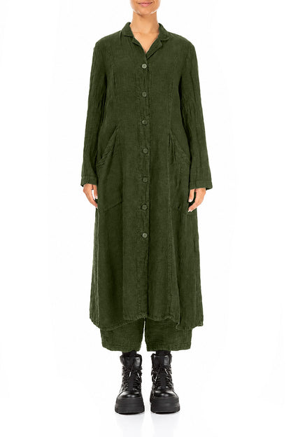 Long Shamrock Green Mélange Linen Jacket