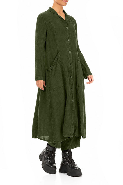 Long Shamrock Green Mélange Linen Jacket