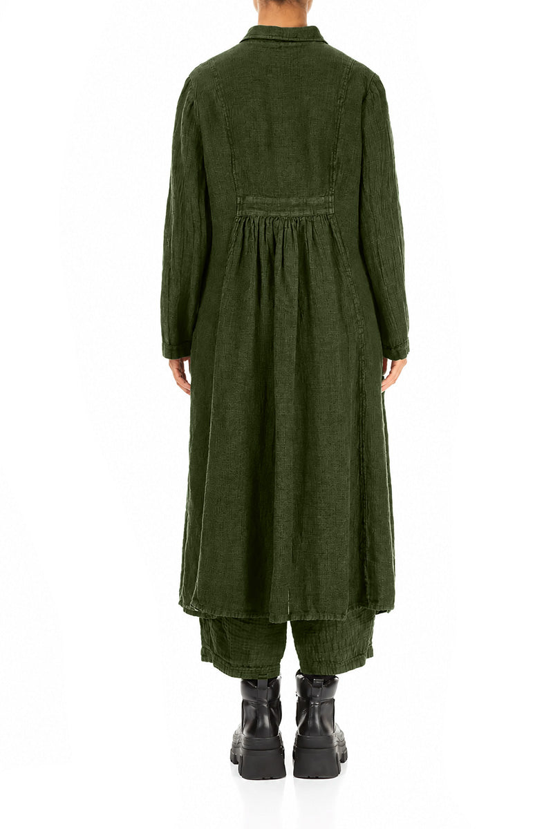 Long Shamrock Green Mélange Linen Jacket