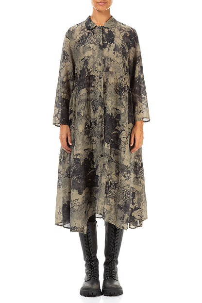 Long Silver Sage Marble Silk Cotton Jacket 1