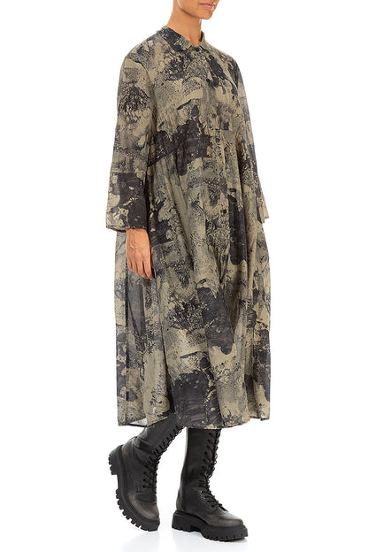 Long Silver Sage Marble Silk Cotton Jacket 3