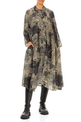 Long Silver Sage Marble Silk Cotton Jacket 4