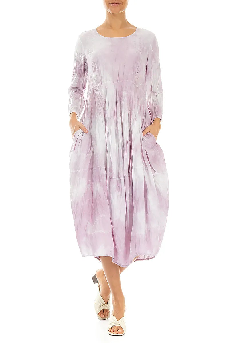 silk balloon sleeve dress Satin Draped Balloon Sleeve Dress