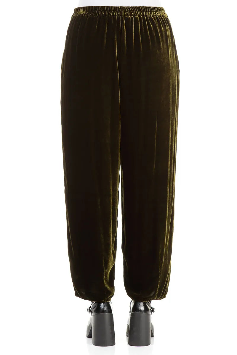 Long Taper Forest Mist Silk Velvet Trousers 2