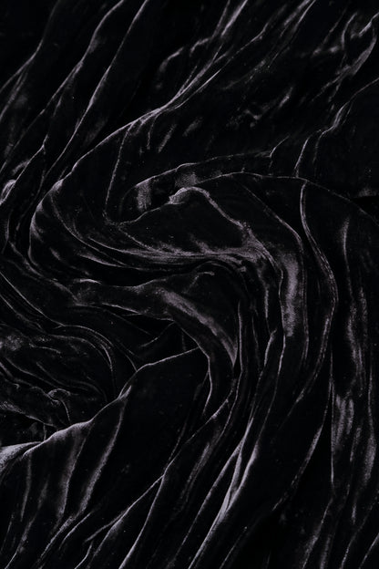 Long Taper Slate Blue Crumpled Silk Velvet Trousers 4