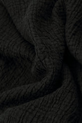 Long Tapered Black Textured Linen Trousers 5