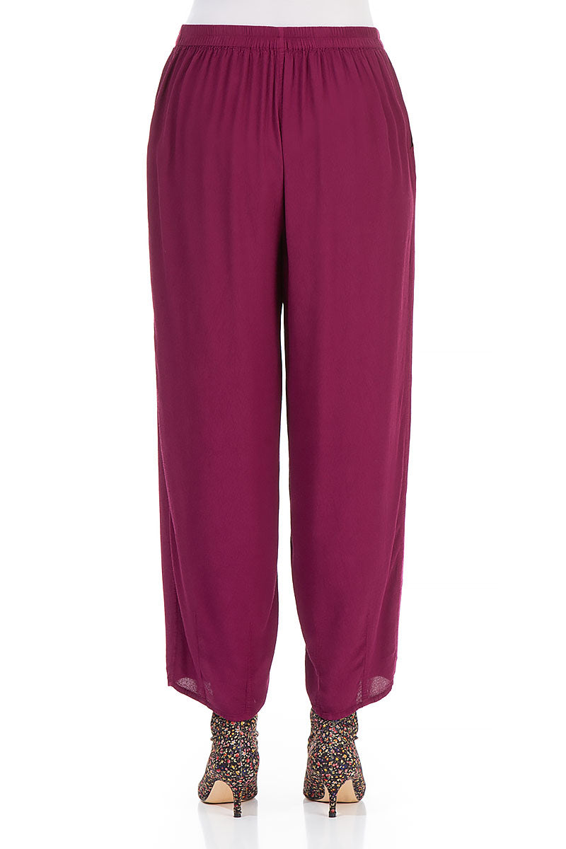Tapered Claret Viscose Trousers 2