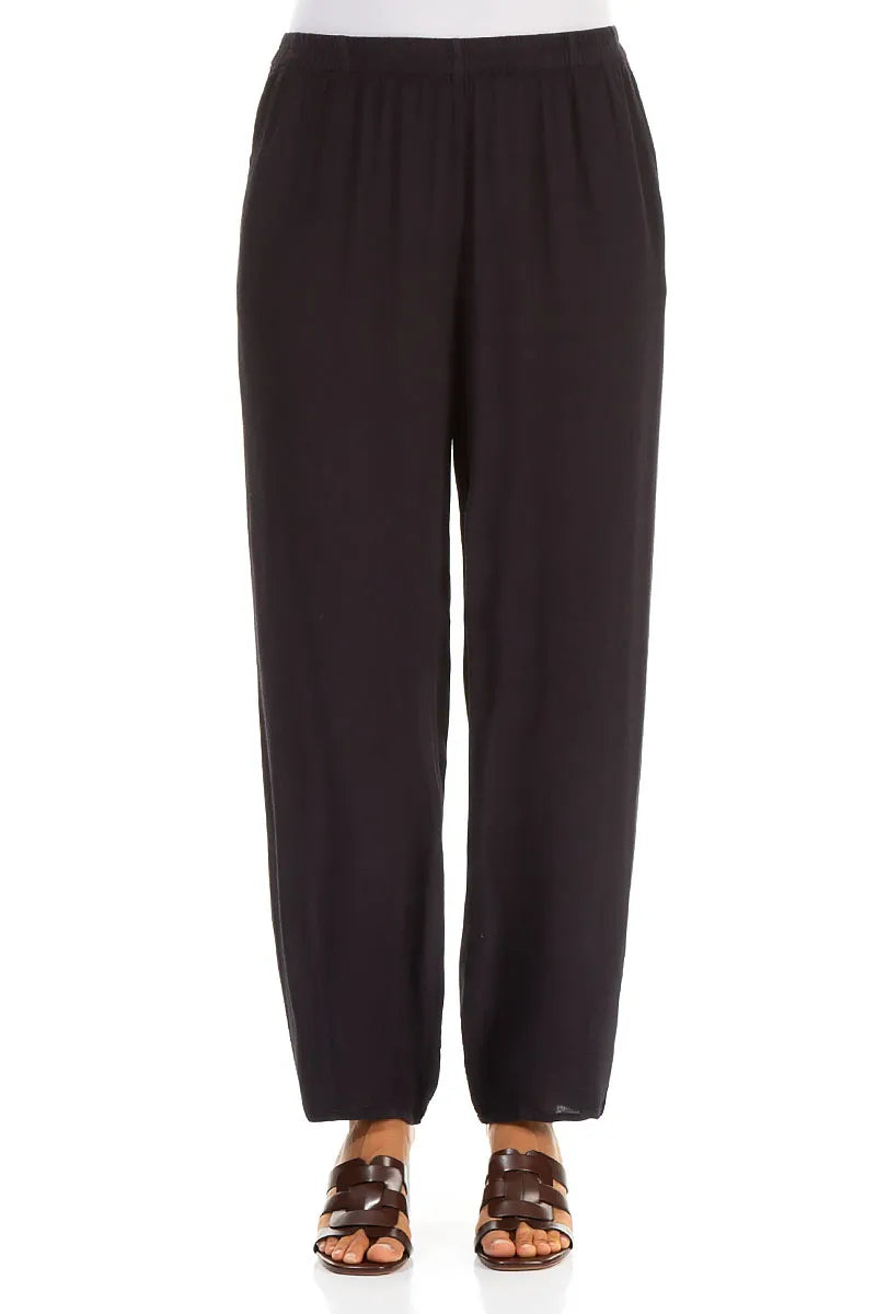 Long Tapered Graphite Viscose Trousers 1