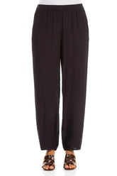 Long Tapered Graphite Viscose Trousers 1