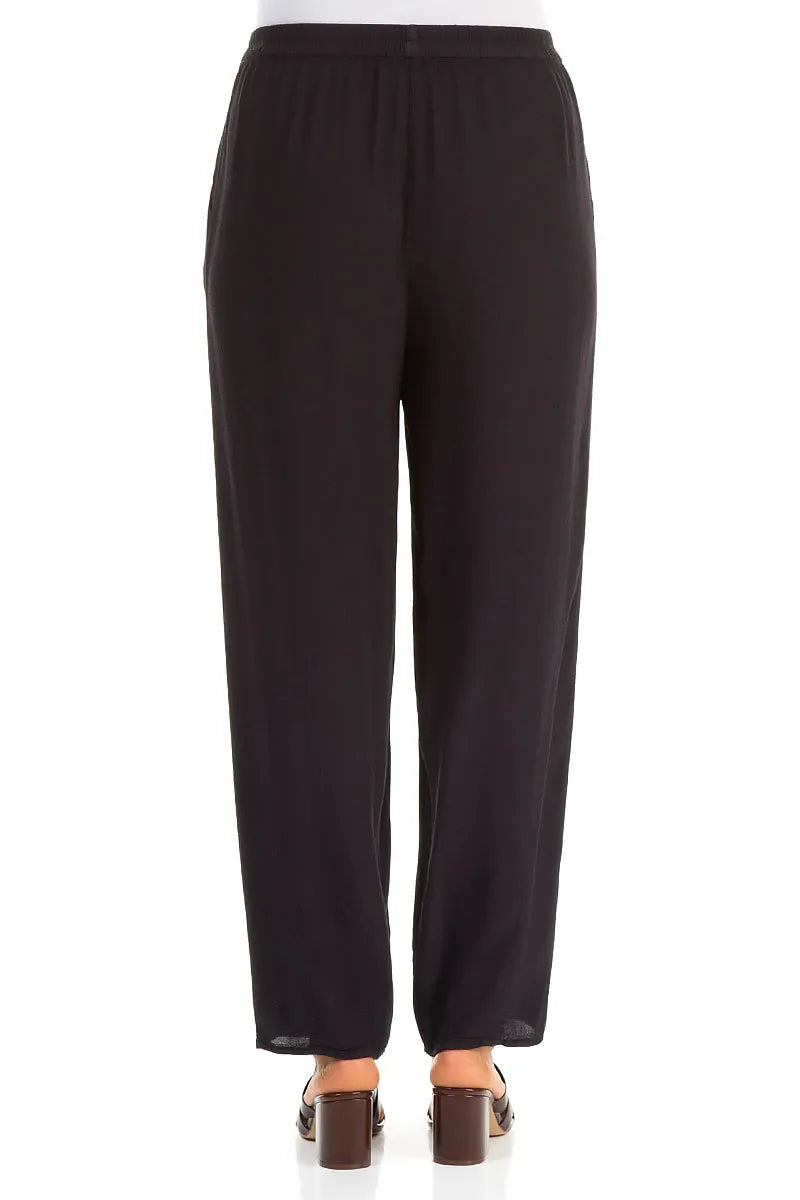 Long Tapered Graphite Viscose Trousers 2