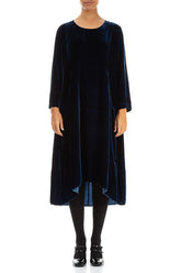 A-Line Azure Silk Velvet Dress 1