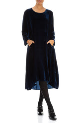 A-Line Azure Silk Velvet Dress 4