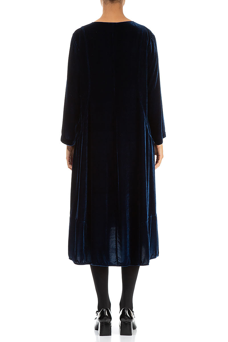 A-Line Azure Silk Velvet Dress 2