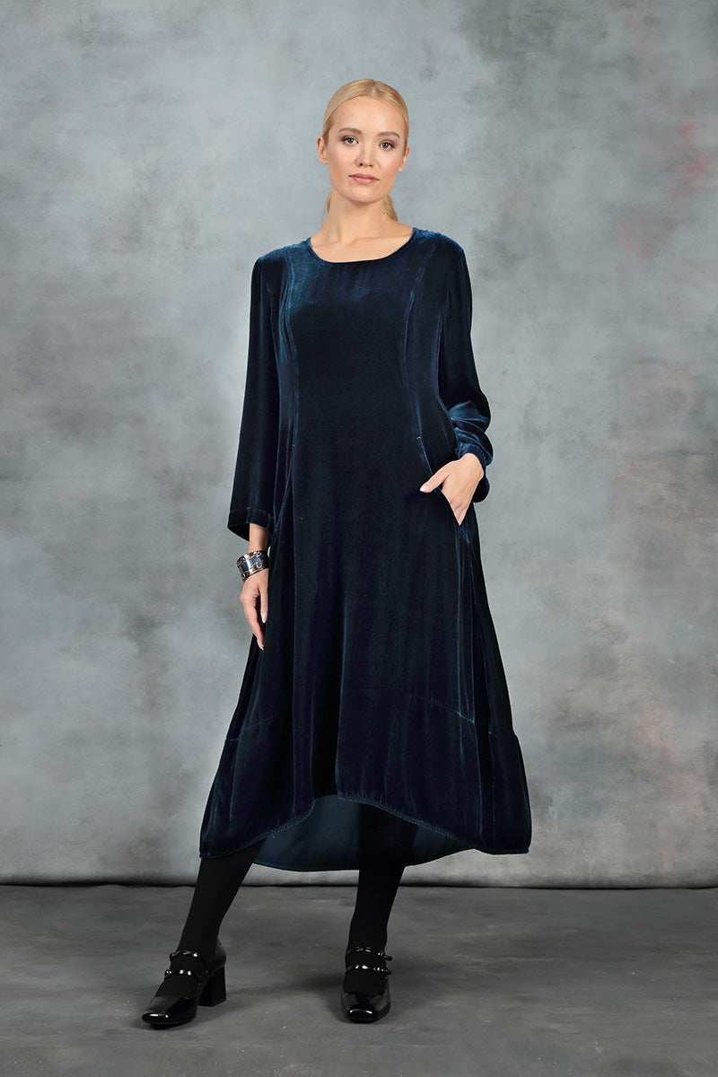 A-Line Azure Silk Velvet Dress 6