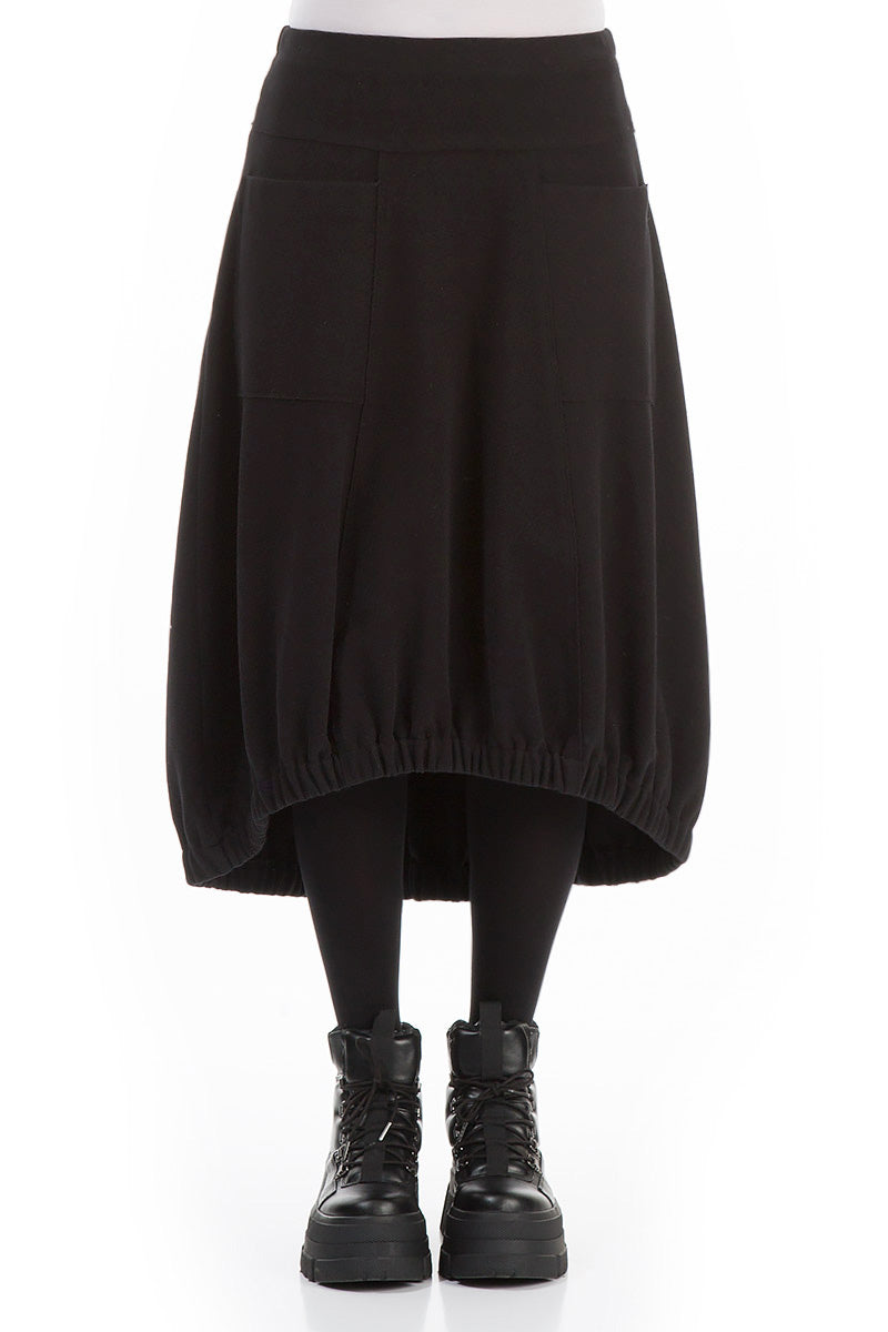 Longer Back Black Cotton Jersey Skirt 1