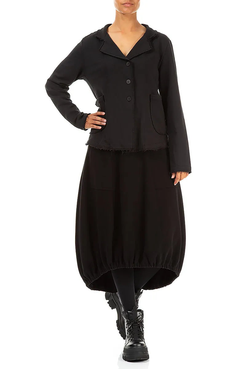 Longer Back Black Cotton Jersey Skirt 4
