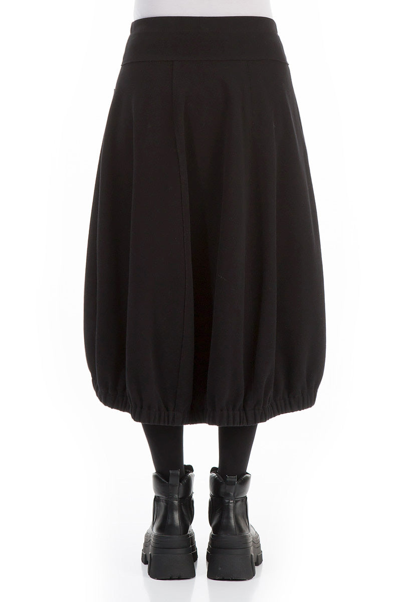Longer Back Black Cotton Jersey Skirt 2
