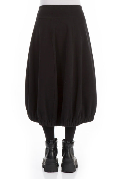 Longer Back Black Cotton Jersey Skirt 2